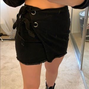black wrap skirt with ties